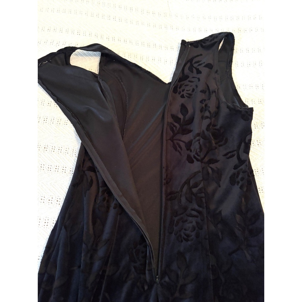 Vintage Maxi Dress Size small / med Velvet Burn‎ Out Black Whimsigoth Floral Y2K - Picture 5 of 8